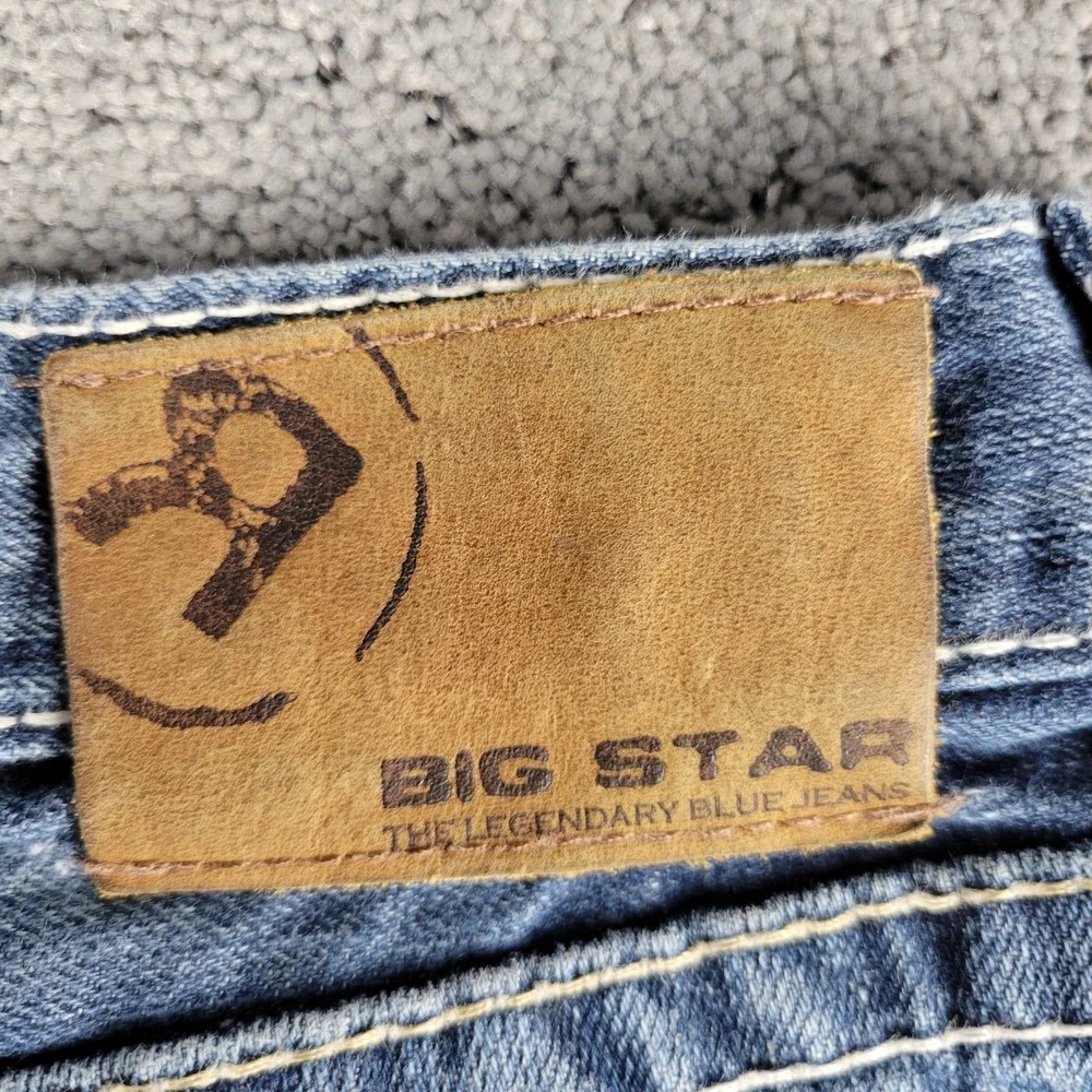 Big Star Jeans Mens 38 Blue Voyager Loose Faded Honeycomb Whisker Streetwear